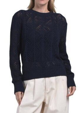 ARCHER CASHMERE Stephanie Crochet Crew Neck Sweater